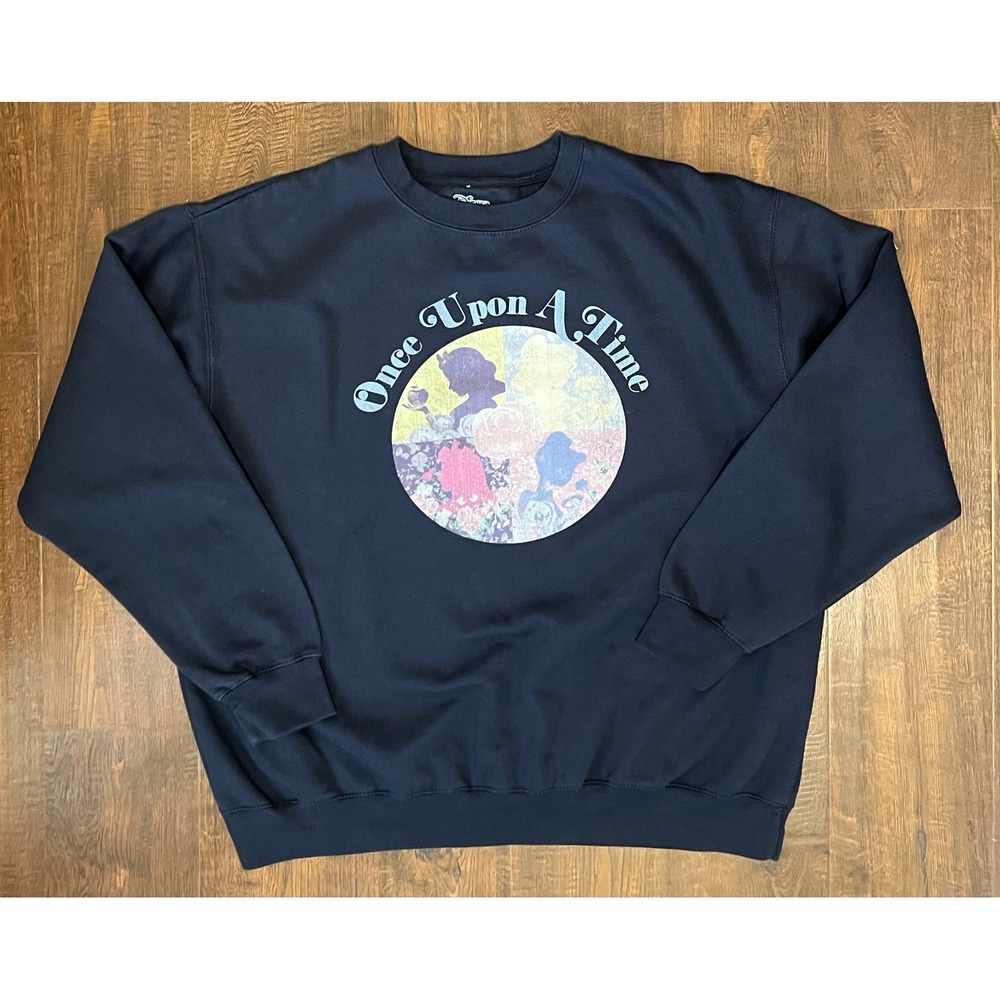 Disney Princess Once Upon A Time Sweatshirt Navy Blue Graphic Pullover Womens xl